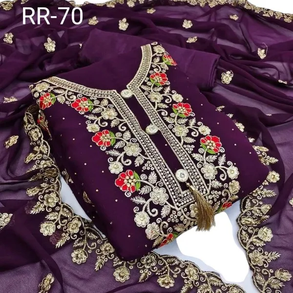 এমব্রয়ডারি জর্জেট এলিগেন্স থ্রি পিস সেট