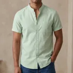 ছেলেদের ফ্যাশনেবল হাফ হাতা শার্ট (মিন্ট)