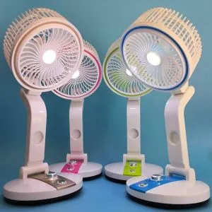 রিচার্জেবল ফোল্ডিং টেবিল ফ্যান, LED লাইটসহ