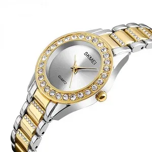 SKMEI 1262 মেয়েদের স্টেইনলেস স্টিল স্ট্র্যাপ কোয়ার্টজ ঘড়ি