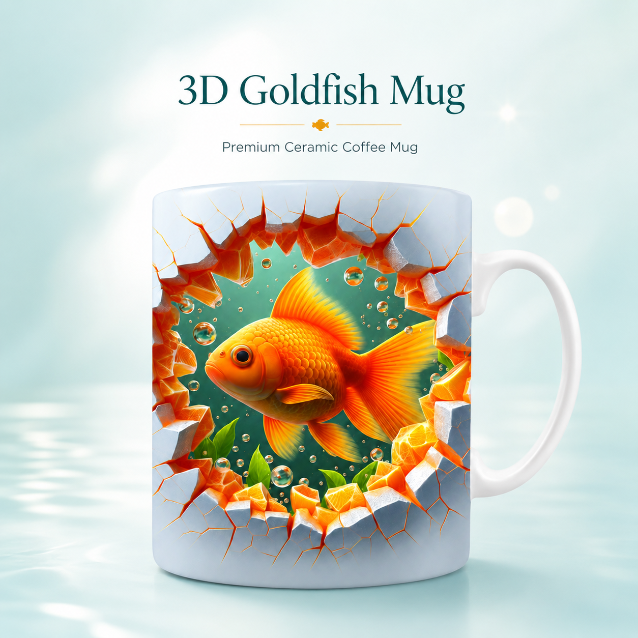 3D গোল্ডফিশ মগ – গোল্ডফিশ ডিজাইনের সিরামিক কফি মগ
