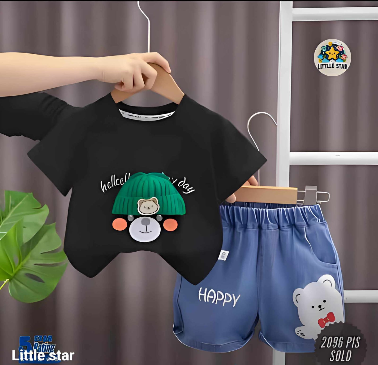 Kids Smiley Face T-Shirt and Denim Shorts Set, 6 Months-6 Years