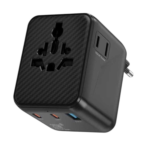 WiWU Warrior International 45W GaN ট্রাভেল চার্জার, USB ও ডুয়াল USB-C – কালো