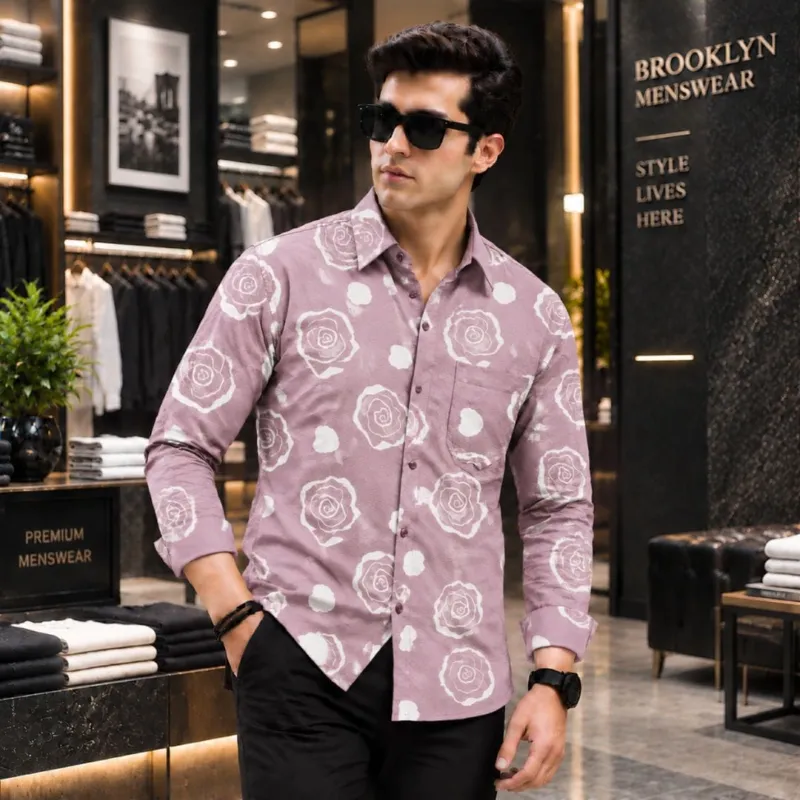 Men's Jafran Fabric Full Sleeve Print Shirt, 6 Colours
