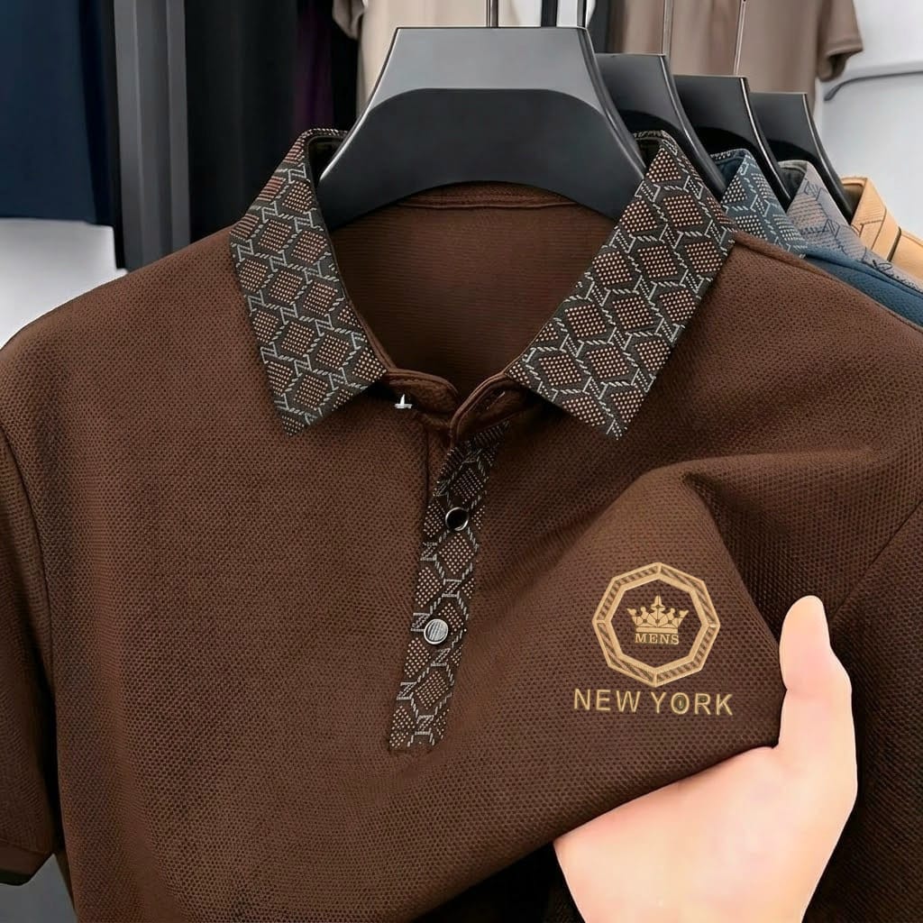 Men's Sticker Badge Polo Shirt, Pique Cotton, 6 Colours