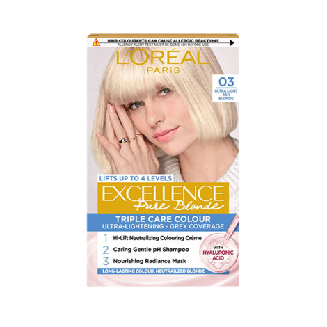 L'Oreal Excellence Pure Blonde ট্রিপল কেয়ার হেয়ার কালার - 03 আল্ট্রা লাইট অ্যাশ ব্লন্ড