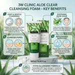 3W Clinic অ্যালো ক্লিয়ার ক্লেনজিং ফোম 180ml