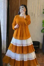 Ladies' Cherry Georgette Tops and Skirt Set with Lined Skirt