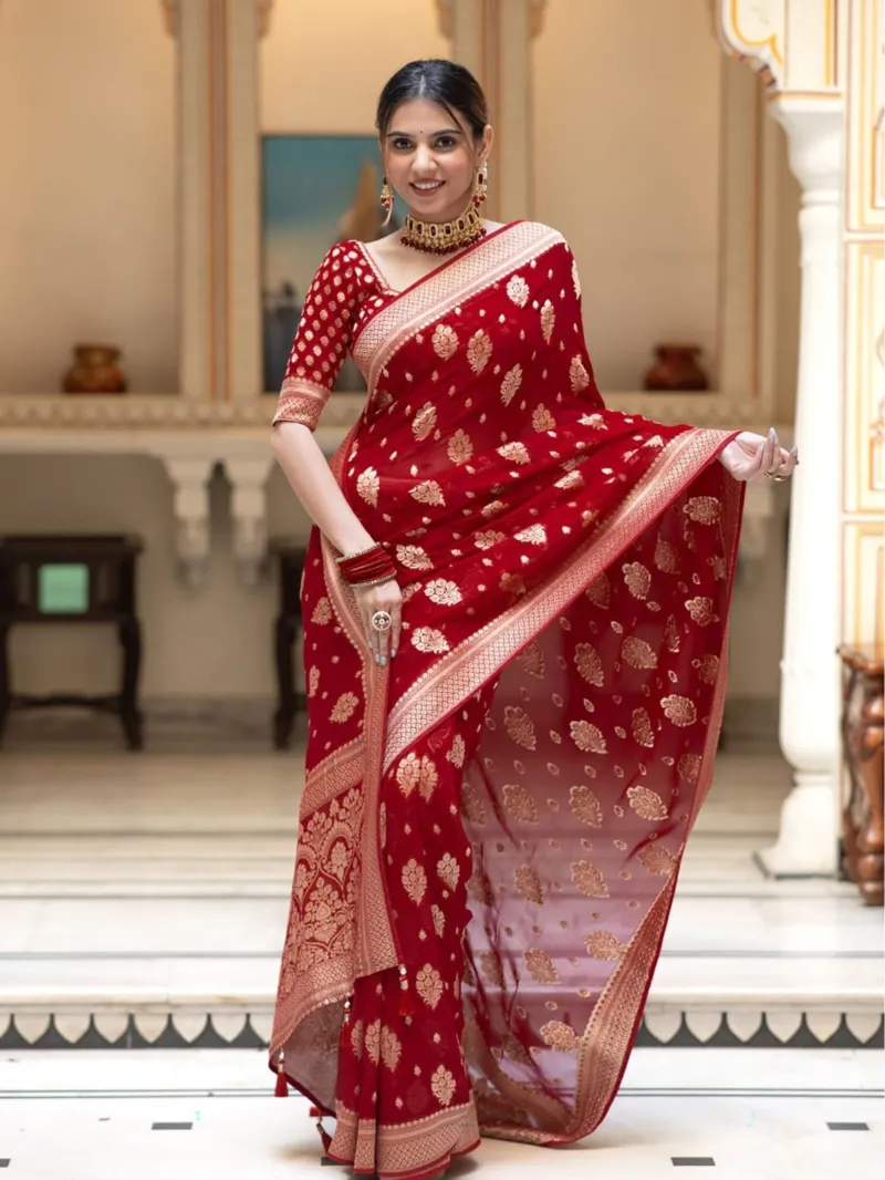 Women's Dhupian Saree with Afsan and Block Print Work