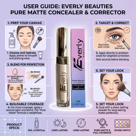 Everly Beauties Pure Matte ফুল কভারেজ কনসিলার ও কারেক্টর - Creamy Natural