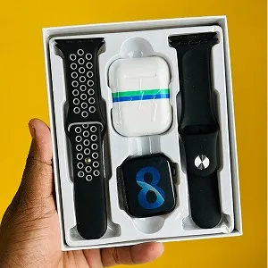T55 Pro Max স্মার্টওয়াচ, ইয়ারবাডস ও ডাবল স্ট্র্যাপসহ – কালো