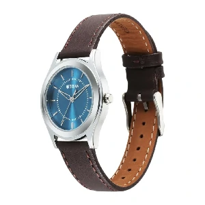 Titan Karishma Zing Quartz 1648SL01 Analog Blue Dial Leather Strap Watch for Men