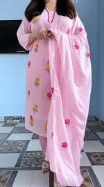 ফ্লোরাল এমব্রয়ডারি কটন গারারা ড্রেস, এমব্রয়ডারি ওড়নাসহ