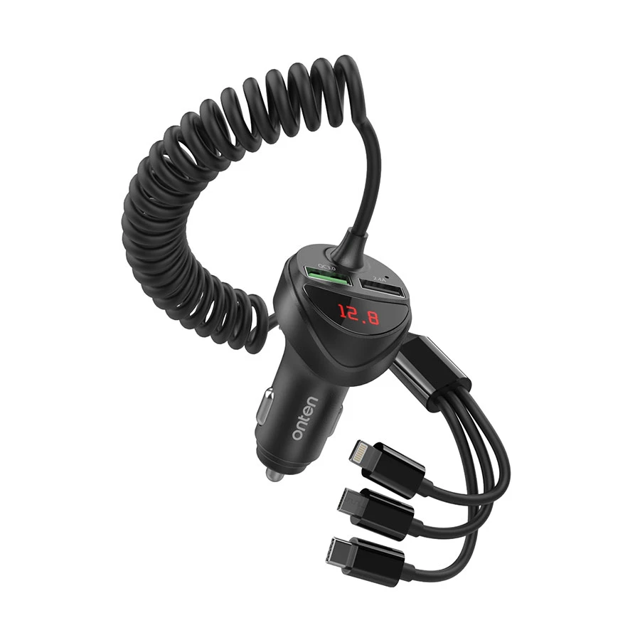 Onten OTN-CW73 Dual USB & USB Type-C Black Car Charger