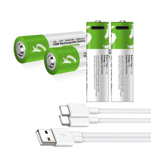 USB Type-C রিচার্জেবল AA ব্যাটারি 1.5V, ফাস্ট চার্জিং (4 পিস)