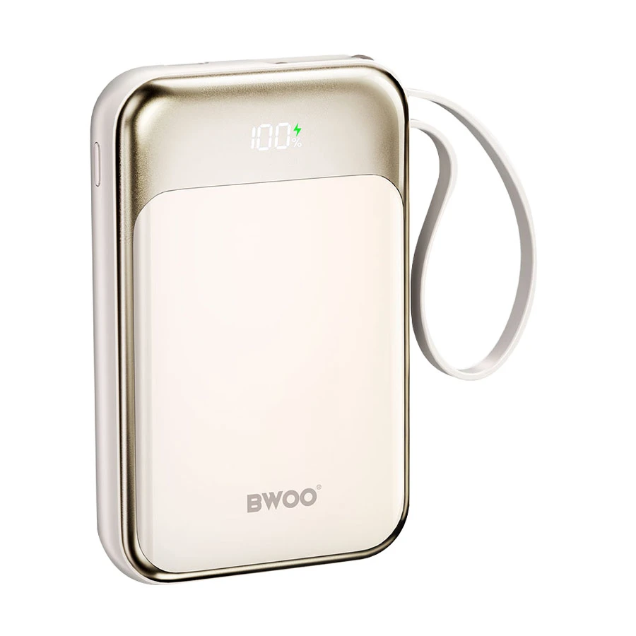 Bwoo BO-P80 10000mAh 22.5W Power Bank with USB-C Cable Milky White