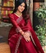 Stone Work Georgette Saree and Matching Blouse, 6 Colours