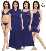 মহিলাদের সাটিন নাইট ড্রেস সেট লং নাইটি ও টপসহ