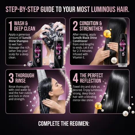 Sunsilk Black Shine শ্যাম্পু, কালো চুলের জন্য 300ml