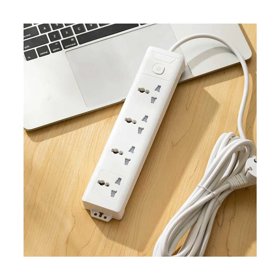 Deli ET403 2 Pin 4 Port Power Strip 3 Meter White