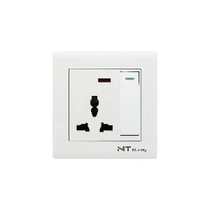 NT blu-ray Primo White 13A 3 পিন MF সকেট সুইচসহ