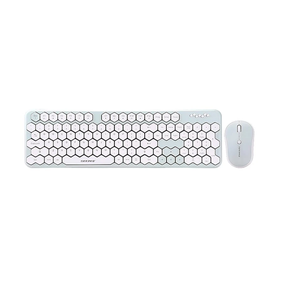 Geezer Honey S White & Green Wireless Keyboard & Mouse Combo