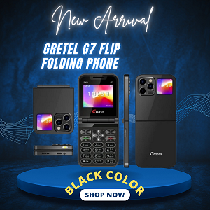 Gretel G7 Flip Folding Phone Dual Display Caseing (Black)