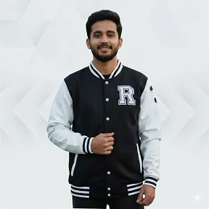 ছেলেদের ভার্সিটি জ্যাকেট (কালো + সাদা)