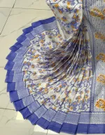 Half Silk Skin Print Saree, 12 Haath, No Blouse Piece