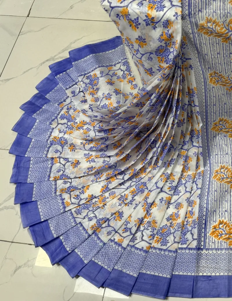 Half Silk Skin Print Saree, 12 Haath, No Blouse Piece