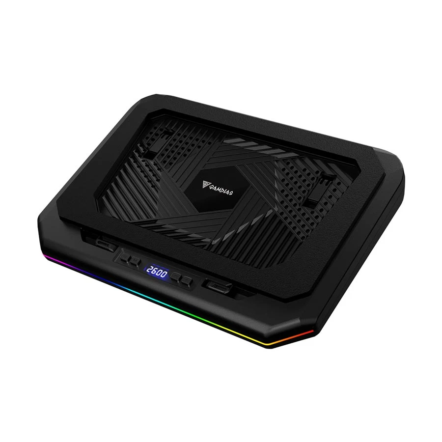 GAMDIAS AETHER P1 PRO RGB Black Laptop Cooler with LCD Screen
