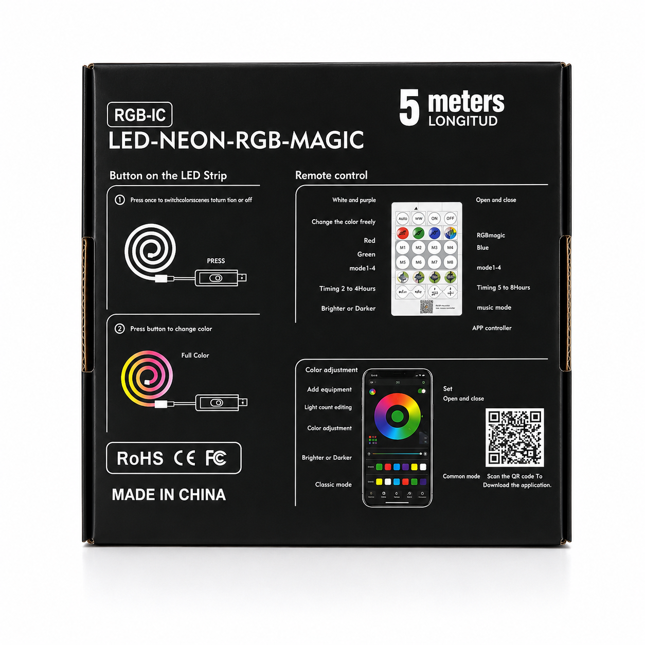 LED নিয়ন RGB ম্যাজিক ফ্লেক্সিবল স্ট্রিপ লাইট (অ্যাপ কন্ট্রোল)