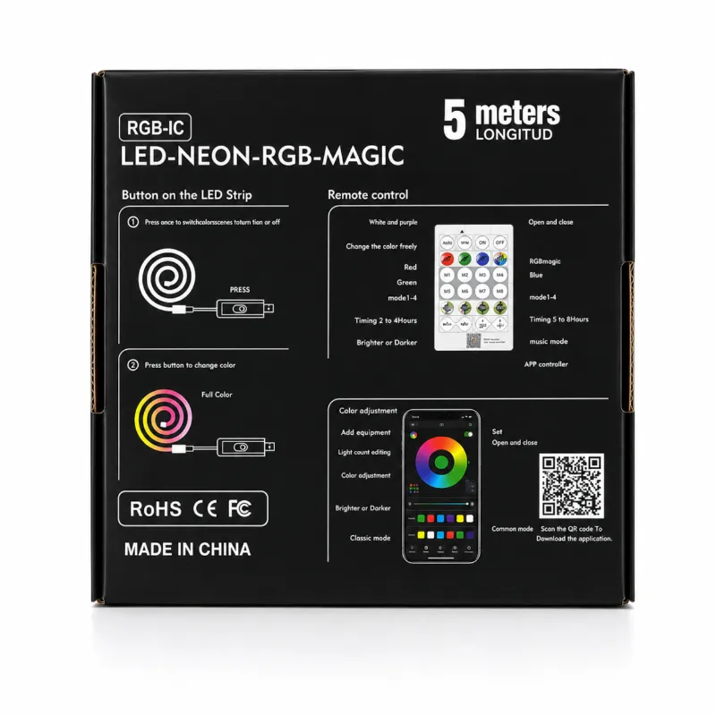 LED নিয়ন RGB ম্যাজিক ফ্লেক্সিবল স্ট্রিপ লাইট (অ্যাপ কন্ট্রোল)