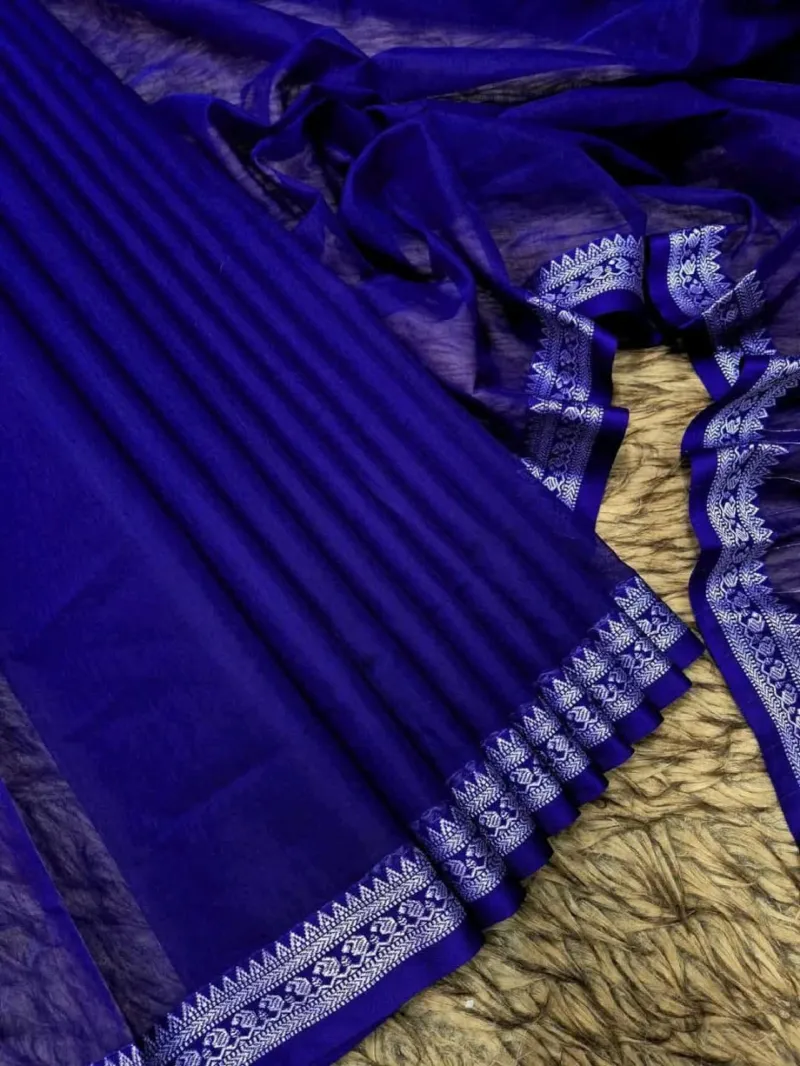 নকশী পাড়ের সুতি শাড়ি, আলাদা ব্লাউজ পিসসহ, 4 রং