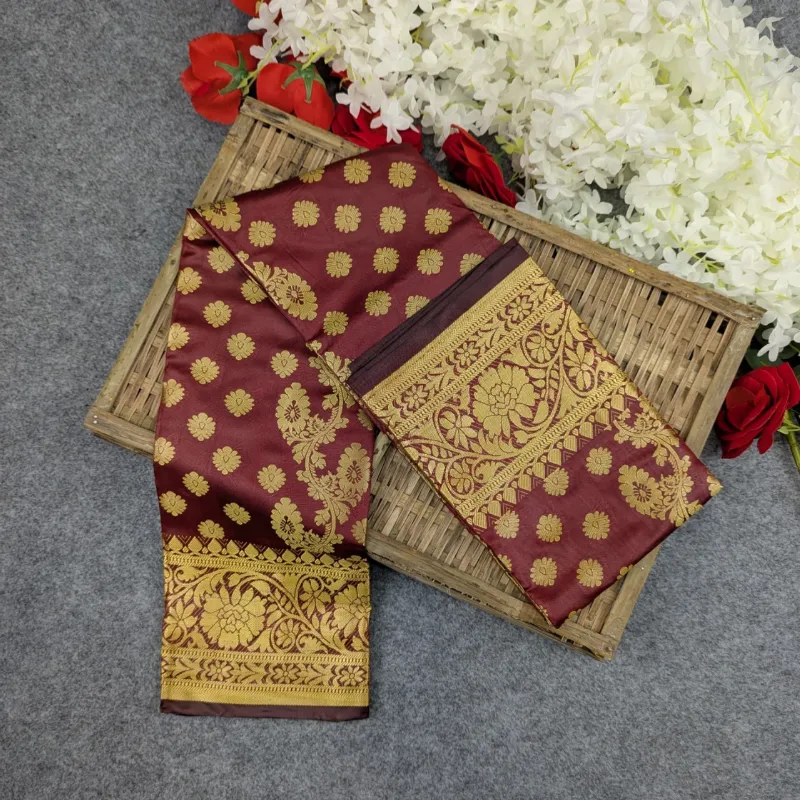 সিল্ক কাতান শাড়ি (নীল, হালকা গোলাপি, মেরুন, কালো, ল্যাভেন্ডার)