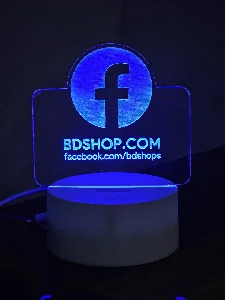 Customizable Facebook Logo Design Acrylic Multicolor Night Lamp – Black