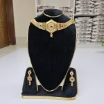মেয়েদের ব্রাইডাল নেকলেস সেট, কানের দুলসহ
