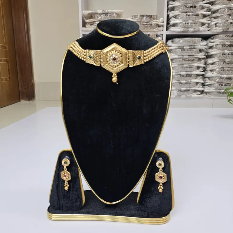 মেয়েদের ব্রাইডাল নেকলেস সেট, কানের দুলসহ