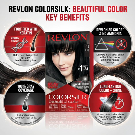 Revlon Colorsilk হেয়ার কালার, শেড 10 Black
