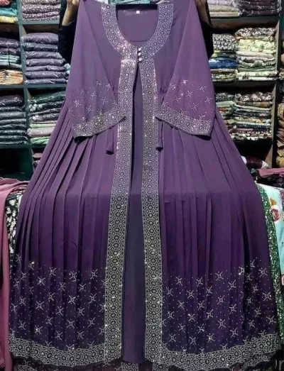 Munjerin Stone Work Koti Borka with Hijab, 4 Colours