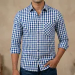 পুরুষদের ফুল হাতা কটন চেক শার্ট