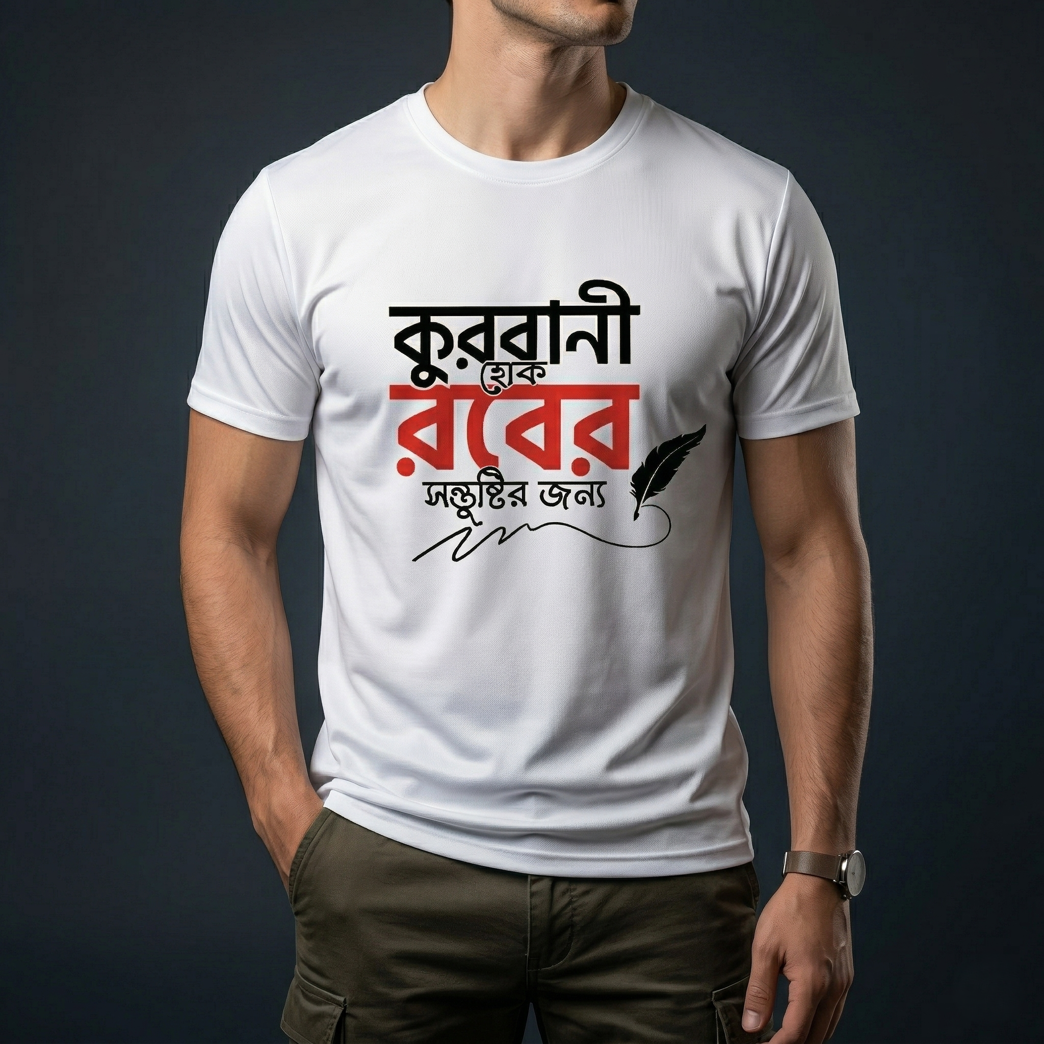ঈদ স্পেশাল টি-শার্ট (কুরবানী হোক রবের সন্তুষ্টির জন্য)