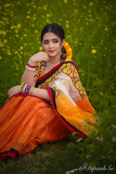 Soft Silk Digital Print Eid Saree with Tasselled Anchal