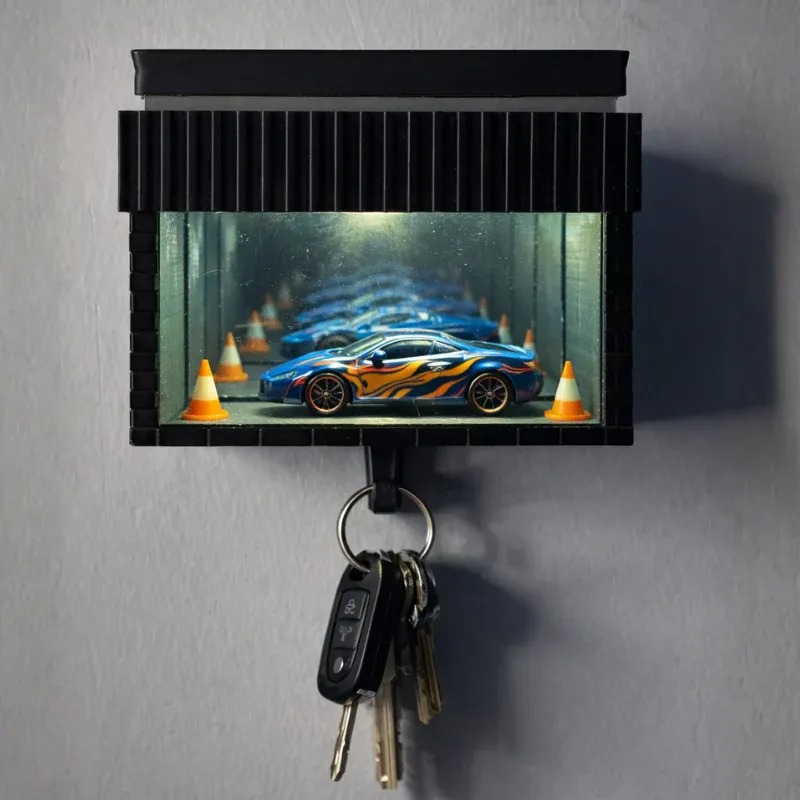 LED মিনি কার ডিসপ্লেসহ গ্যারেজ কী হ্যাঙ্গার
