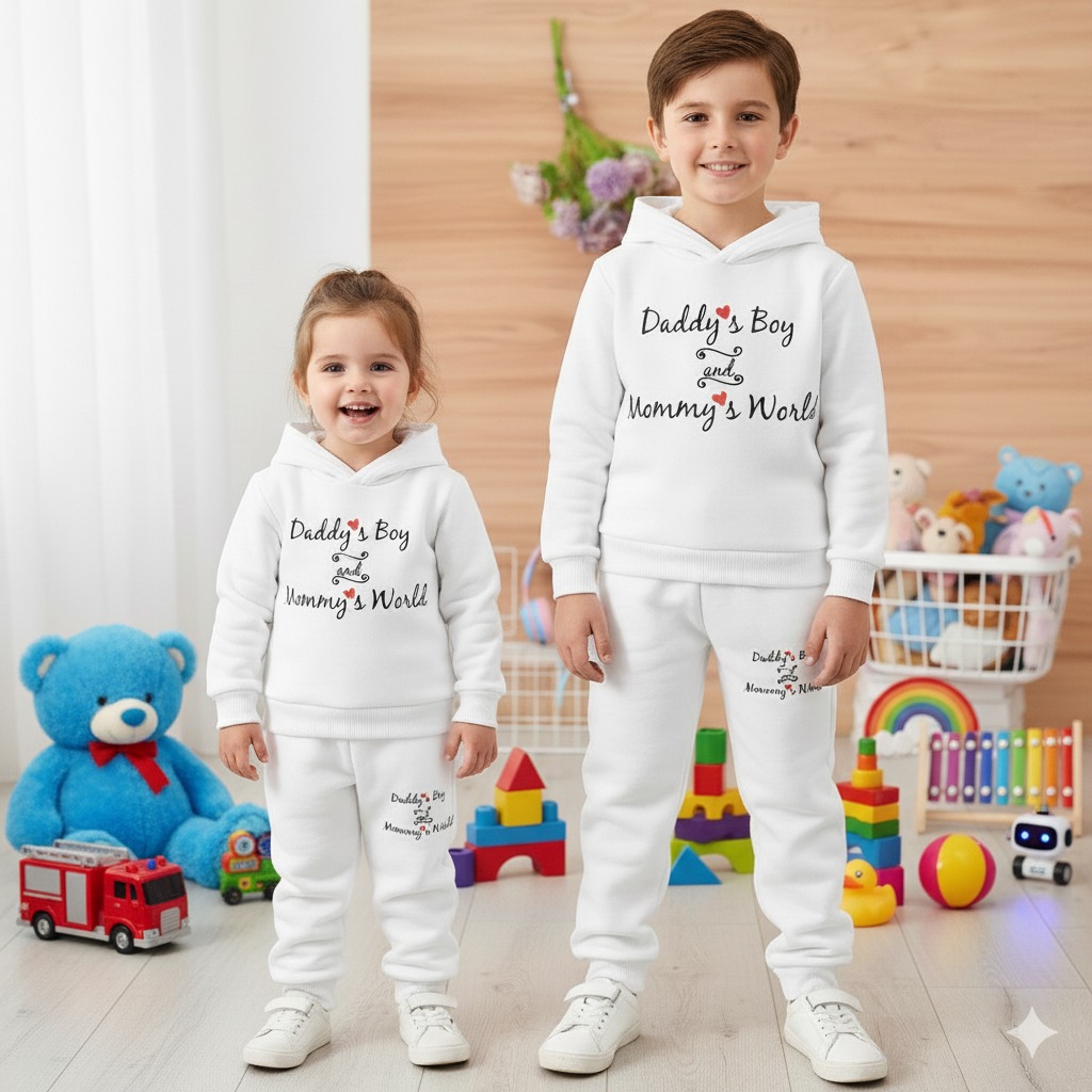 Baby Hoodie and Pant Set, One Side Brush, Sizes 1-2Y to 9-10Y