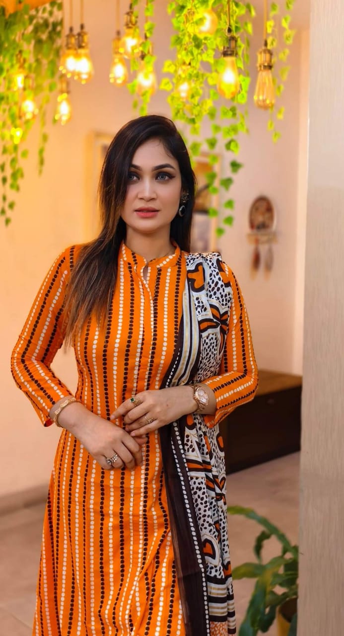 Linen Three Piece with Cotton Orna and 40 Inch Salwar, 6 Colours