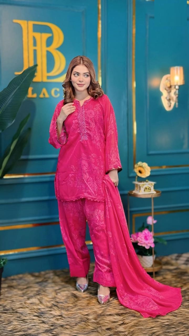 শিফন জর্জেট লেইস ওয়ার্ক থ্রি পিস, ফর্শি সালোয়ার