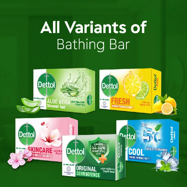 Dettol সোপ অরিজিনাল 100gm জার্ম ডিফেন্স Bathing বার, সোপ উইথ প্রটেকশন ফ্রম 99.99% illness-causing germs (100gm)