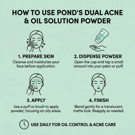 Pond's Dual Acne & Oil Solution আল্ট্রা ম্যাট ফেসিয়াল পাউডার 50g