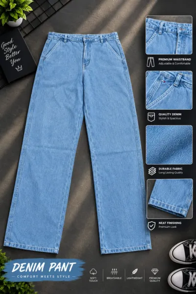 Men's Semi Baggy Cargo Denim Pant, Waist 28 to 36